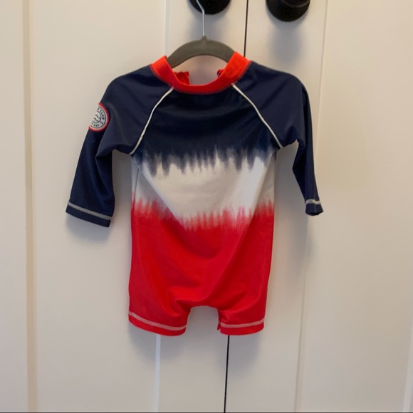 Baby Gap Red, White & Blue Rash Guard One Piece Swimsuit - Picture 4 of 6